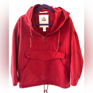 Vintage Harvest Almanac Red Utility Jacket. Pullover style w/hood, 1/4 zip  S/M.